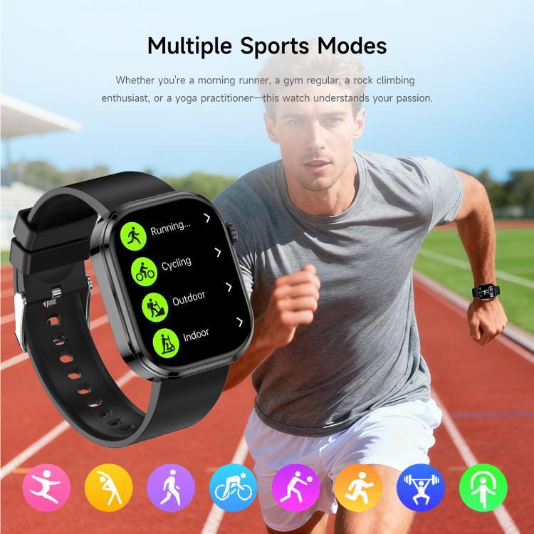 GE52 1.88-inch Full Touch HD Screen BT Call Smart Watch Silicone Strap, Supports Health Monitoring
