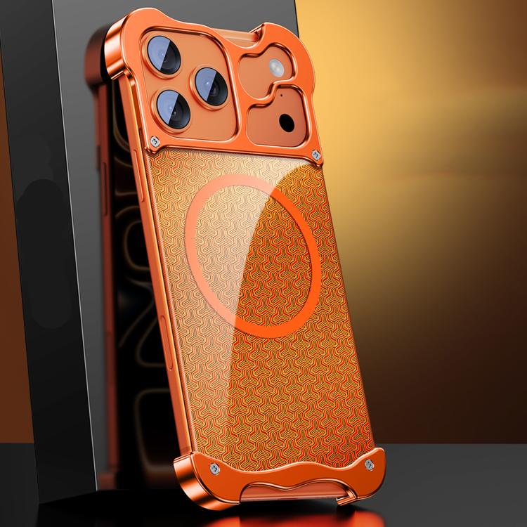 Aluminum Alloy Borderless MagSafe Gilded Armor Pattern Phone Case, For iPhone 17 Pro Max, For iPhone 17 Pro
