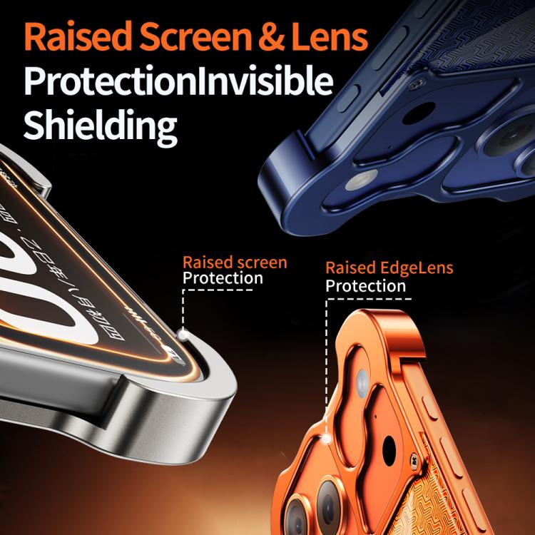 Aluminum Alloy Borderless MagSafe Gilded Armor Pattern Phone Case, For iPhone 17 Pro Max, For iPhone 17 Pro