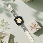 xDfind Diamond Stainless Steel Hybrid Genuine Leather Watch Band, For Apple Watch 38 / 40 / 41 / S11 42mm