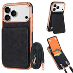 VIETAO Litchi Texture Wallet PU Phone Case with Lanyard, For iPhone 18 Pro, For iPhone 18 Pro Max, For iPhone 17 Pro Max, For iPhone 17 Pro