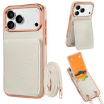 VIETAO Litchi Texture Wallet PU Phone Case with Lanyard, For iPhone 18 Pro, For iPhone 18 Pro Max, For iPhone 17 Pro Max, For iPhone 17 Pro
