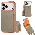 VIETAO Litchi Texture Wallet PU Phone Case with Lanyard, For iPhone 18 Pro, For iPhone 18 Pro Max, For iPhone 17 Pro Max, For iPhone 17 Pro