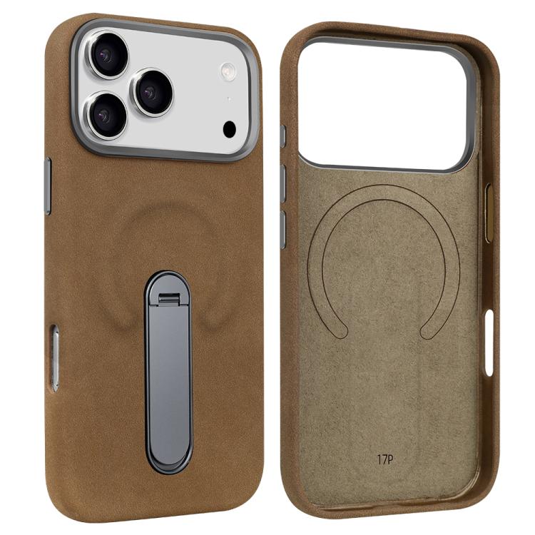 VIETAO Suede MagSafe PU Leather Phone Case with Holder, For iPhone 17 Pro Max, For iPhone 17 Pro, For iPhone 17, For iPhone Air