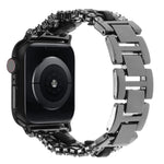 Diamond Vegan Leather Metal Watch Band, For Apple Watch 46mm / 49mm / 45mm / 44mm, For Apple Watch 42mm / 41mm / 40mm / 38mm