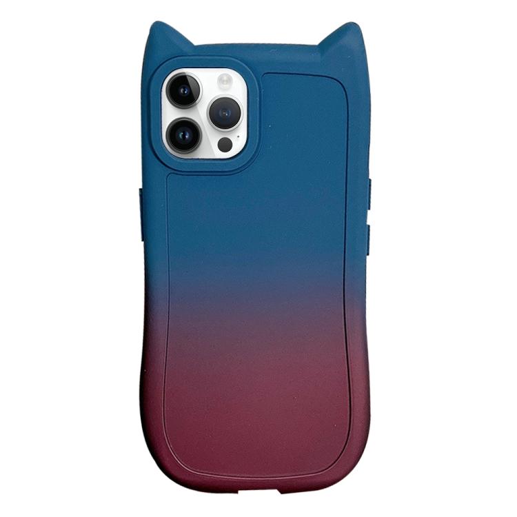 Gradient Cat Ear Design TPU Phone Case, For iPhone 12 Pro Max, For iPhone 12 Pro, For iPhone 11 Pro Max, For iPhone 11, For iPhone 11 Pro, For iPhone X / XS, For iPhone XR, For iPhone XS Max, For iPhone 7 Plus/8 Plus