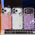 Plating Shell Texture Wristband Holder TPU Phone Case with Lens Film, For iPhone 13