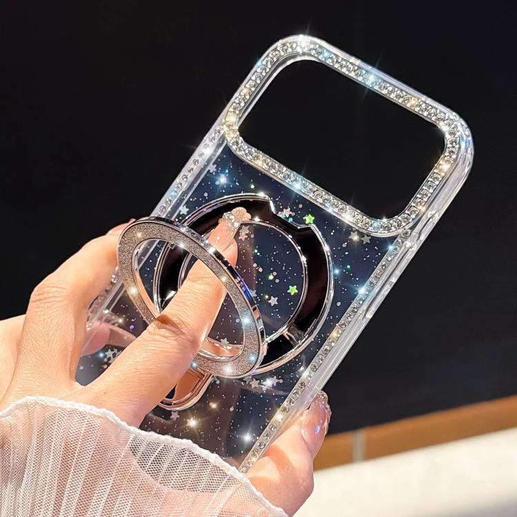 Rhinestone Glitter Kickstand Dual-side IMD Phone Case, For iPhone 13