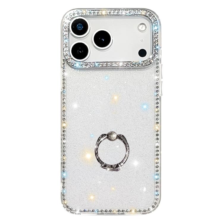 Rhinestone Ring Holder Dual-side IMD PC Hybrid TPU Phone Case, For iPhone 17 Pro Max, For iPhone 17 Pro, For iPhone 17, For iPhone Air, For iPhone 16 Pro Max, For iPhone 16 Pro, For iPhone 16 Plus, For iPhone 16