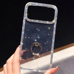 Rhinestone Ring Holder Dual-side IMD PC Hybrid TPU Phone Case, For iPhone 17 Pro Max, For iPhone 17 Pro, For iPhone 17, For iPhone Air, For iPhone 16 Pro Max, For iPhone 16 Pro, For iPhone 16 Plus, For iPhone 16