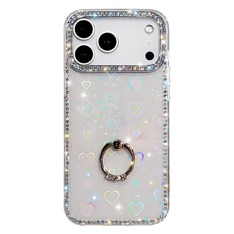 Rhinestone Ring Holder Dual-side IMD PC Hybrid TPU Phone Case, For iPhone 17 Pro Max, For iPhone 17 Pro, For iPhone 17, For iPhone Air, For iPhone 16 Pro Max, For iPhone 16 Pro, For iPhone 16 Plus, For iPhone 16