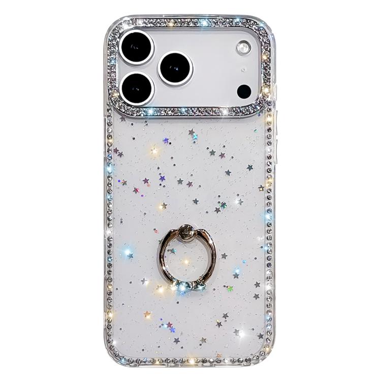 Rhinestone Ring Holder Dual-side IMD PC Hybrid TPU Phone Case, For iPhone 17 Pro Max, For iPhone 17 Pro, For iPhone 17, For iPhone Air, For iPhone 16 Pro Max, For iPhone 16 Pro, For iPhone 16 Plus, For iPhone 16