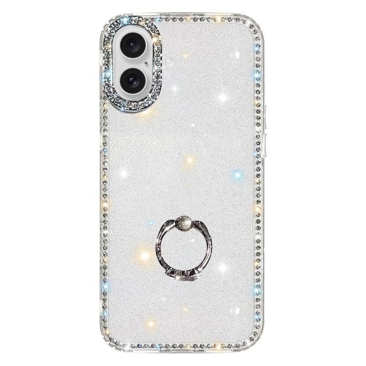 Rhinestone Ring Holder Dual-side IMD PC Hybrid TPU Phone Case, For iPhone 17 Pro Max, For iPhone 17 Pro, For iPhone 17, For iPhone Air, For iPhone 16 Pro Max, For iPhone 16 Pro, For iPhone 16 Plus, For iPhone 16