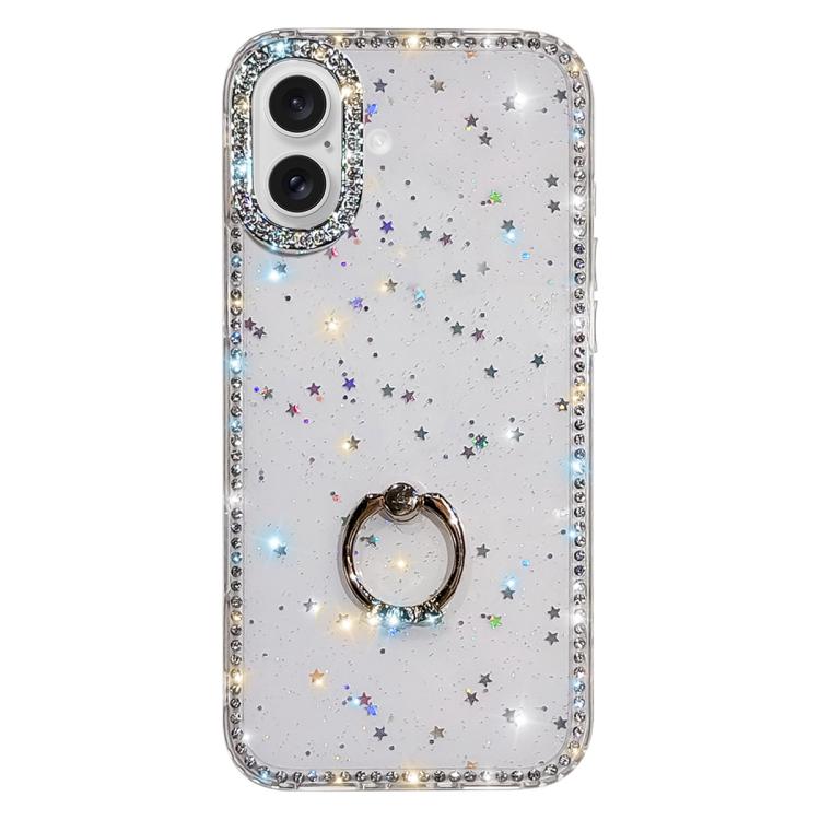 Rhinestone Ring Holder Dual-side IMD PC Hybrid TPU Phone Case, For iPhone 17 Pro Max, For iPhone 17 Pro, For iPhone 17, For iPhone Air, For iPhone 16 Pro Max, For iPhone 16 Pro, For iPhone 16 Plus, For iPhone 16