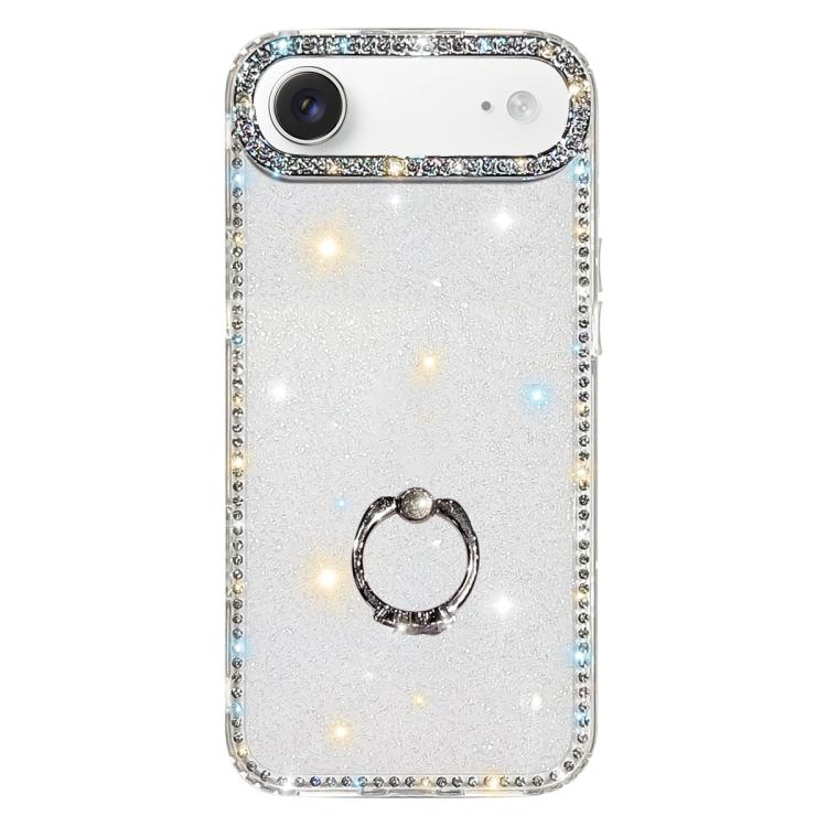 Rhinestone Ring Holder Dual-side IMD PC Hybrid TPU Phone Case, For iPhone 17 Pro Max, For iPhone 17 Pro, For iPhone 17, For iPhone Air, For iPhone 16 Pro Max, For iPhone 16 Pro, For iPhone 16 Plus, For iPhone 16