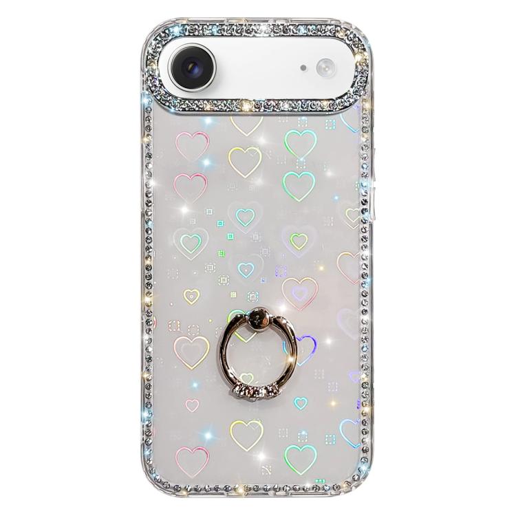 Rhinestone Ring Holder Dual-side IMD PC Hybrid TPU Phone Case, For iPhone 17 Pro Max, For iPhone 17 Pro, For iPhone 17, For iPhone Air, For iPhone 16 Pro Max, For iPhone 16 Pro, For iPhone 16 Plus, For iPhone 16