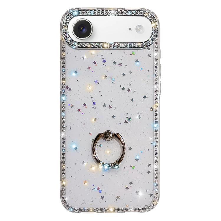 Rhinestone Ring Holder Dual-side IMD PC Hybrid TPU Phone Case, For iPhone 17 Pro Max, For iPhone 17 Pro, For iPhone 17, For iPhone Air, For iPhone 16 Pro Max, For iPhone 16 Pro, For iPhone 16 Plus, For iPhone 16