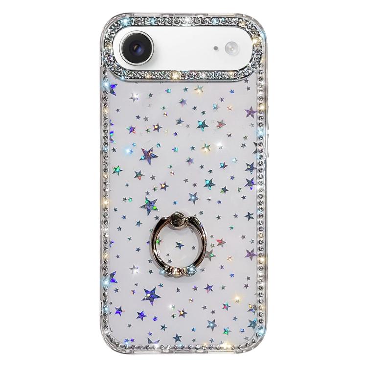 Rhinestone Ring Holder Dual-side IMD PC Hybrid TPU Phone Case, For iPhone 17 Pro Max, For iPhone 17 Pro, For iPhone 17, For iPhone Air, For iPhone 16 Pro Max, For iPhone 16 Pro, For iPhone 16 Plus, For iPhone 16