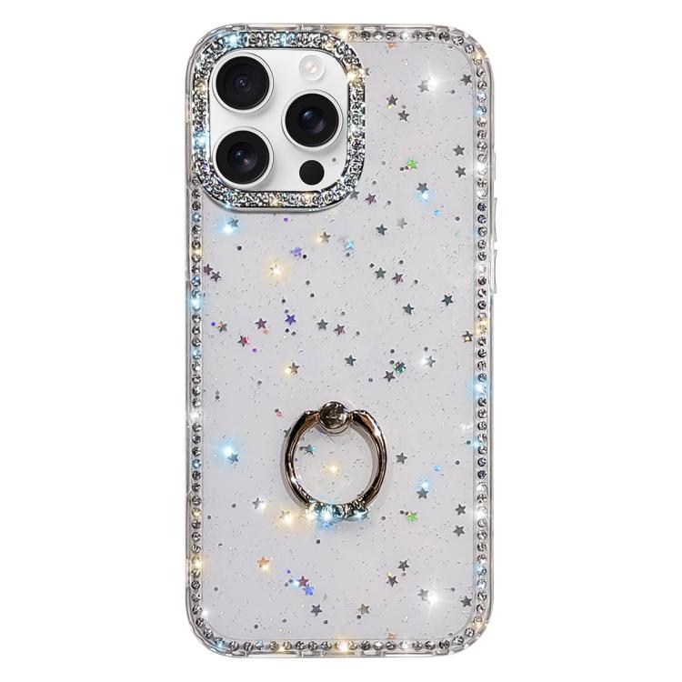 Rhinestone Ring Holder Dual-side IMD PC Hybrid TPU Phone Case, For iPhone 17 Pro Max, For iPhone 17 Pro, For iPhone 17, For iPhone Air, For iPhone 16 Pro Max, For iPhone 16 Pro, For iPhone 16 Plus, For iPhone 16