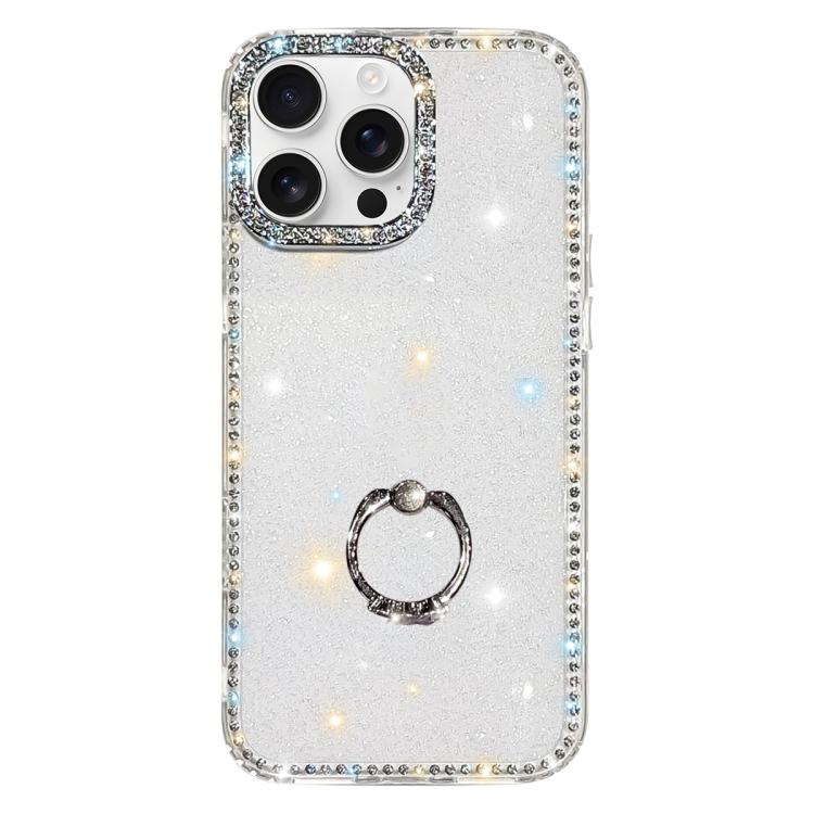 Rhinestone Ring Holder Dual-side IMD PC Hybrid TPU Phone Case, For iPhone 17 Pro Max, For iPhone 17 Pro, For iPhone 17, For iPhone Air, For iPhone 16 Pro Max, For iPhone 16 Pro, For iPhone 16 Plus, For iPhone 16