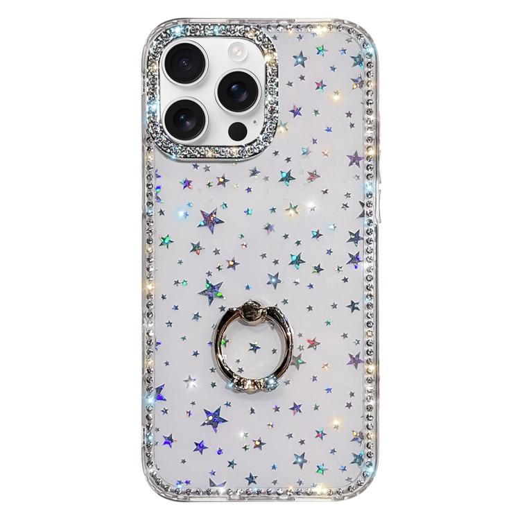 Rhinestone Ring Holder Dual-side IMD PC Hybrid TPU Phone Case, For iPhone 17 Pro Max, For iPhone 17 Pro, For iPhone 17, For iPhone Air, For iPhone 16 Pro Max, For iPhone 16 Pro, For iPhone 16 Plus, For iPhone 16