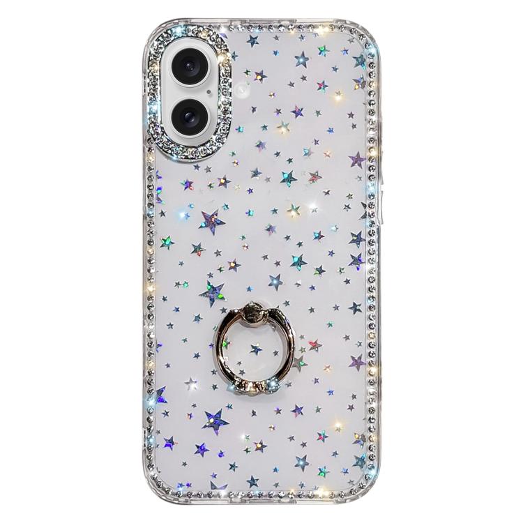 Rhinestone Ring Holder Dual-side IMD PC Hybrid TPU Phone Case, For iPhone 17 Pro Max, For iPhone 17 Pro, For iPhone 17, For iPhone Air, For iPhone 16 Pro Max, For iPhone 16 Pro, For iPhone 16 Plus, For iPhone 16