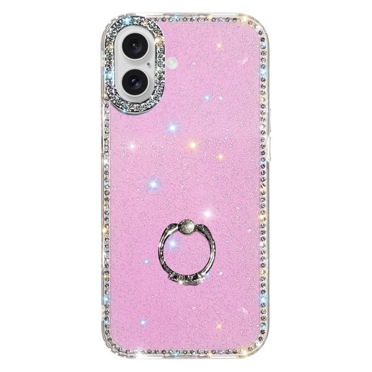 Rhinestone Ring Holder Dual-side IMD PC Hybrid TPU Phone Case, For iPhone 17 Pro Max, For iPhone 17 Pro, For iPhone 17, For iPhone Air, For iPhone 16 Pro Max, For iPhone 16 Pro, For iPhone 16 Plus, For iPhone 16