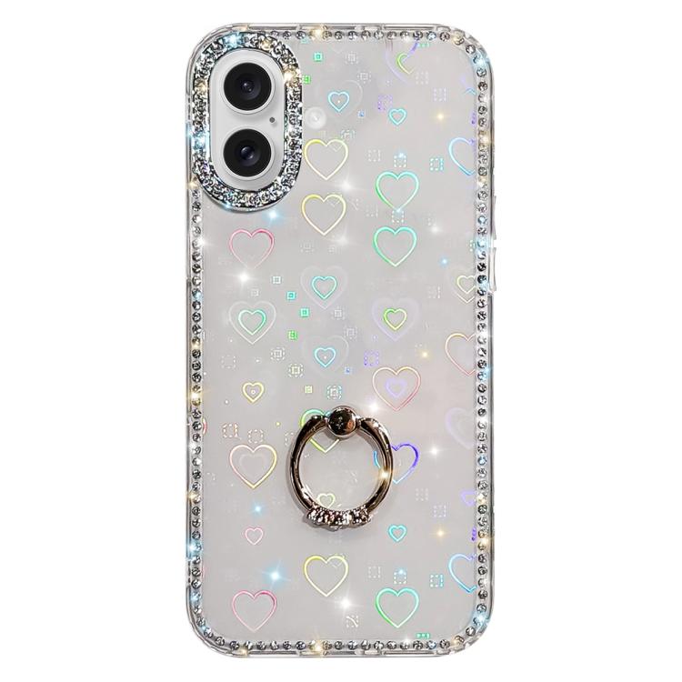Rhinestone Ring Holder Dual-side IMD PC Hybrid TPU Phone Case, For iPhone 17 Pro Max, For iPhone 17 Pro, For iPhone 17, For iPhone Air, For iPhone 16 Pro Max, For iPhone 16 Pro, For iPhone 16 Plus, For iPhone 16