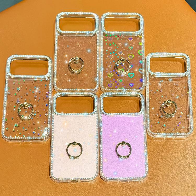 Rhinestone Ring Holder Dual-side IMD PC Hybrid TPU Phone Case, For iPhone 17 Pro Max, For iPhone 17 Pro, For iPhone 17, For iPhone Air, For iPhone 16 Pro Max, For iPhone 16 Pro, For iPhone 16 Plus, For iPhone 16