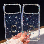 Rhinestone Ring Holder Dual-side IMD PC Hybrid TPU Phone Case, For iPhone 17 Pro Max, For iPhone 17 Pro, For iPhone 17, For iPhone Air, For iPhone 16 Pro Max, For iPhone 16 Pro, For iPhone 16 Plus, For iPhone 16