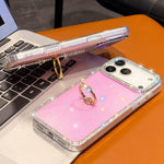 Rhinestone Ring Holder Dual-side IMD PC Hybrid TPU Phone Case, For iPhone 17 Pro Max, For iPhone 17 Pro, For iPhone 17, For iPhone Air, For iPhone 16 Pro Max, For iPhone 16 Pro, For iPhone 16 Plus, For iPhone 16