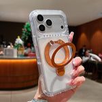 Transparent Pivot Metal Holder Magnetic Phone Case, For iPhone 17 Pro Max, For iPhone 17 Pro