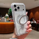 Transparent Pivot Metal Holder Magnetic Phone Case, For iPhone 17 Pro Max, For iPhone 17 Pro