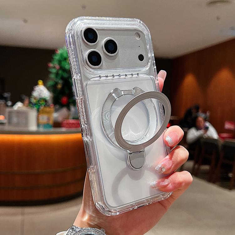 Transparent Pivot Metal Holder Magnetic Phone Case, For iPhone 17 Pro Max, For iPhone 17 Pro