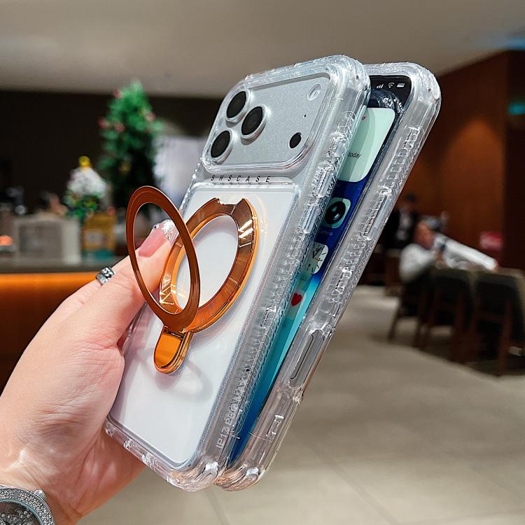 Transparent Pivot Metal Holder Magnetic Phone Case, For iPhone 17 Pro Max, For iPhone 17 Pro
