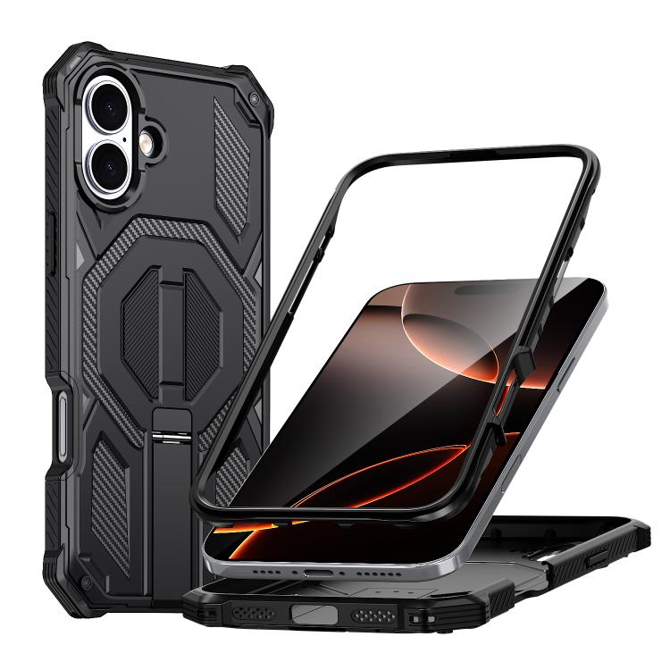 Hidden Metal Holder Magnetic Shockproof Phone Case, For iPhone 17 Pro Max, For iPhone 17 Pro, For iPhone 17, For iPhone Air, For iPhone 16 Pro Max, For iPhone 16 Pro, For iPhone 16 Plus, For iPhone 16