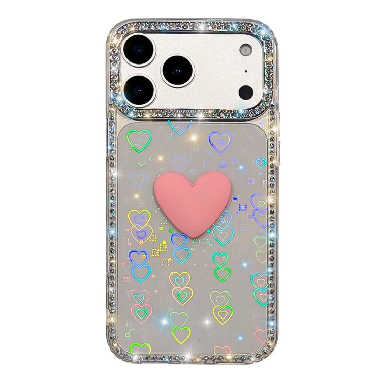 Flash Rhinestone Double-sided IMD Love Heart Phone Case, For iPhone 17e / 16e, For iPhone 17 Pro Max, For iPhone 17 Pro, For iPhone 17, For iPhone Air