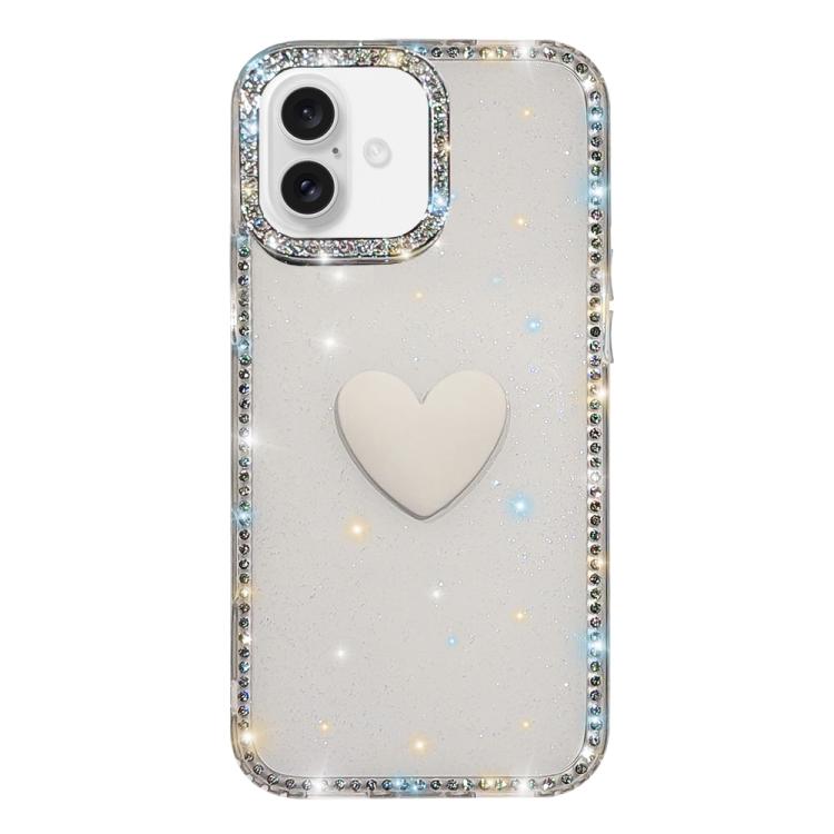 Flash Rhinestone Double-sided IMD Love Heart Phone Case, For iPhone 17e / 16e, For iPhone 17 Pro Max, For iPhone 17 Pro, For iPhone 17, For iPhone Air