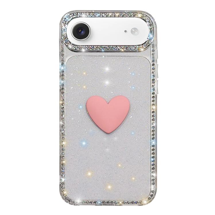 Flash Rhinestone Double-sided IMD Love Heart Phone Case, For iPhone 17e / 16e, For iPhone 17 Pro Max, For iPhone 17 Pro, For iPhone 17, For iPhone Air