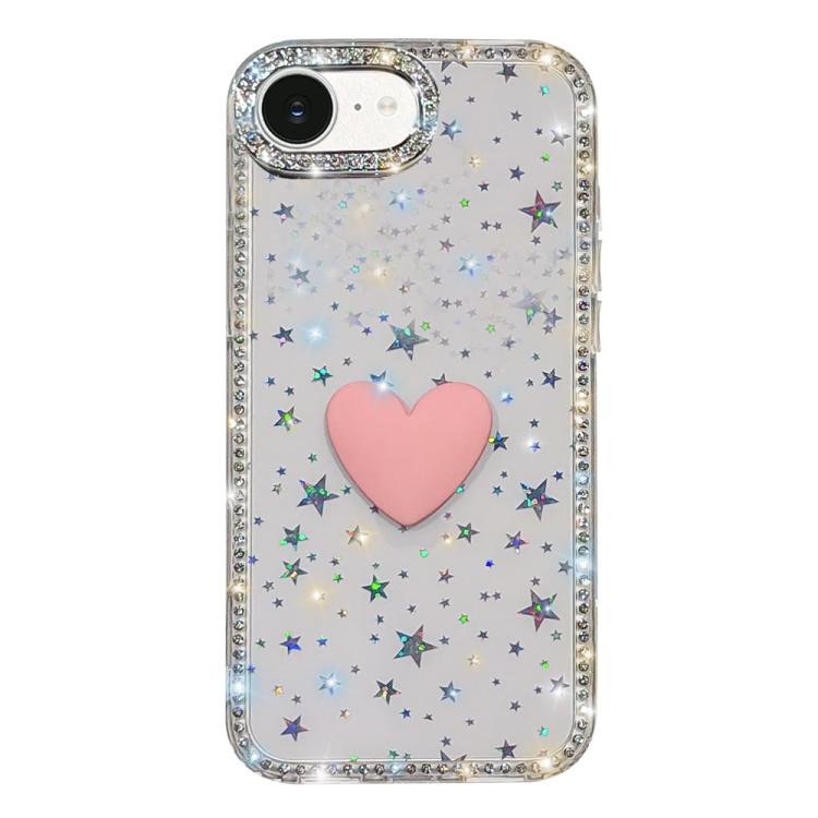 Flash Rhinestone Double-sided IMD Love Heart Phone Case, For iPhone 17e / 16e, For iPhone 17 Pro Max, For iPhone 17 Pro, For iPhone 17, For iPhone Air