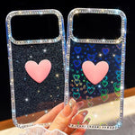 Flash Rhinestone Double-sided IMD Love Heart Phone Case, For iPhone 17e / 16e, For iPhone 17 Pro Max, For iPhone 17 Pro, For iPhone 17, For iPhone Air