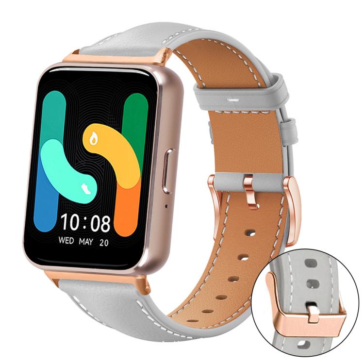 xDfind Rose Gold Buckle Black Shark Fine Grain Vegan Leather Watch Band, For Samsung Galaxy Watch7 / FE / 6 / 5 / 4, For Samsung Galaxy Fit3