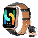xDfind Rose Gold Buckle Black Shark Fine Grain Vegan Leather Watch Band, For Samsung Galaxy Watch7 / FE / 6 / 5 / 4, For Samsung Galaxy Fit3