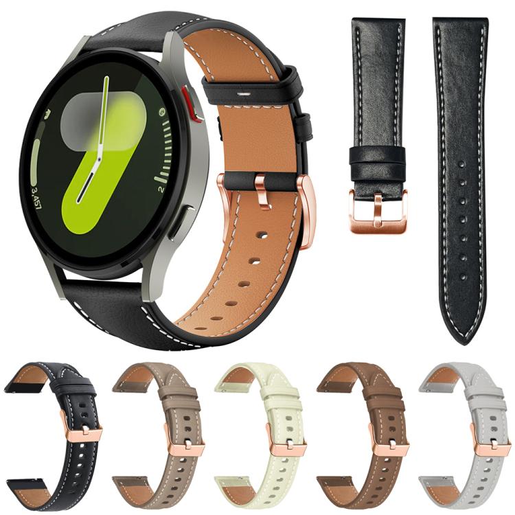 xDfind Rose Gold Buckle Black Shark Fine Grain Vegan Leather Watch Band, For Samsung Galaxy Watch7 / FE / 6 / 5 / 4, For Samsung Galaxy Fit3