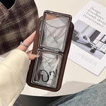 Lambskin Texture Mirror Holder Shockproof Phone Case, For iPhone 17 Pro Max, For iPhone 17 Pro