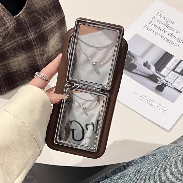 Lambskin Texture Mirror Holder Shockproof Phone Case, For iPhone 17 Pro Max, For iPhone 17 Pro