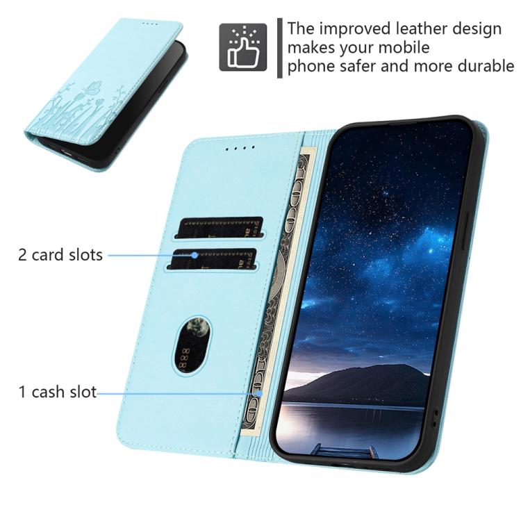 Tulips Butterfly Pattern Magnetic Vegan Leather Phone Case, For iPhone 15, For iPhone 14 Plus, For iPhone 14, For iPhone 14 Pro