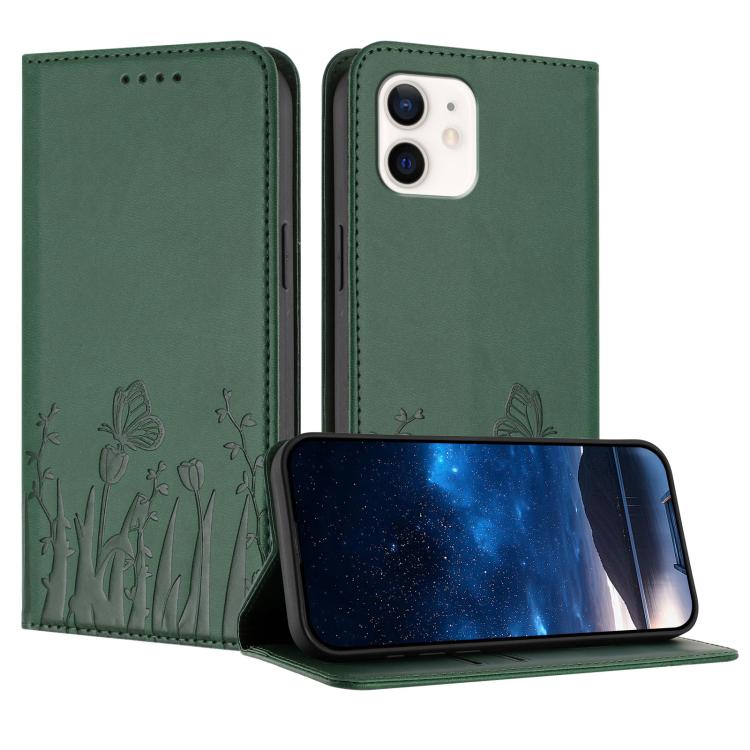 Tulips Butterfly Pattern Magnetic Vegan Leather Phone Case, For iPhone 12 mini, For iPhone 11 Pro Max, For iPhone 11, For iPhone 11 Pro