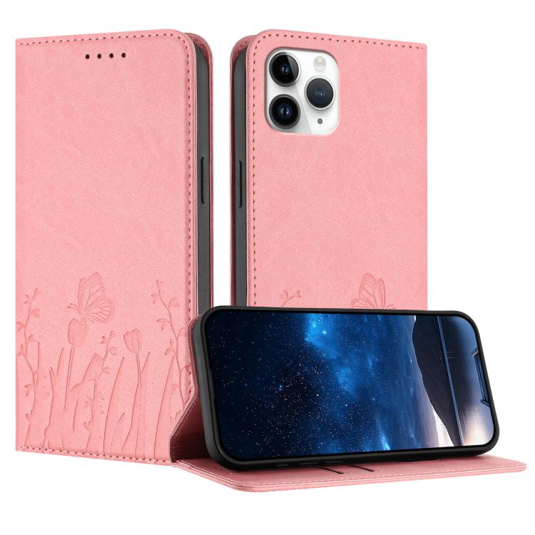 Tulips Butterfly Pattern Magnetic Vegan Leather Phone Case, For iPhone 12 mini, For iPhone 11 Pro Max, For iPhone 11, For iPhone 11 Pro