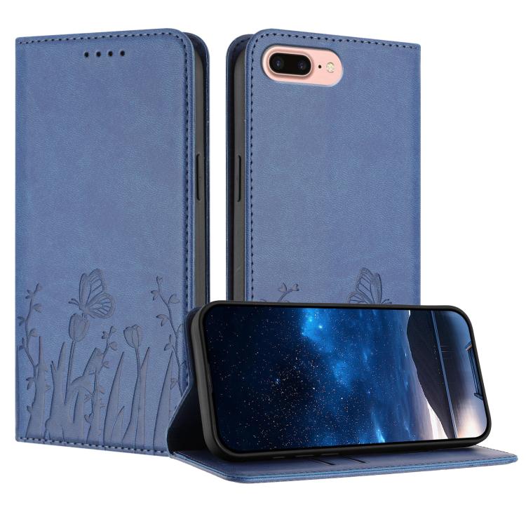 Tulips Butterfly Pattern Magnetic Vegan Leather Phone Case, For iPhone X / XS, For iPhone XS Max, For iPhone XR, For iPhone 8 Plus / 7 Plus